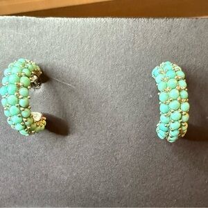 Turquoise and silver hoop earrings